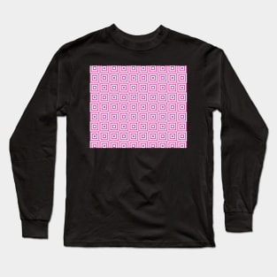 Fuchsia and White Geometric Squares Long Sleeve T-Shirt